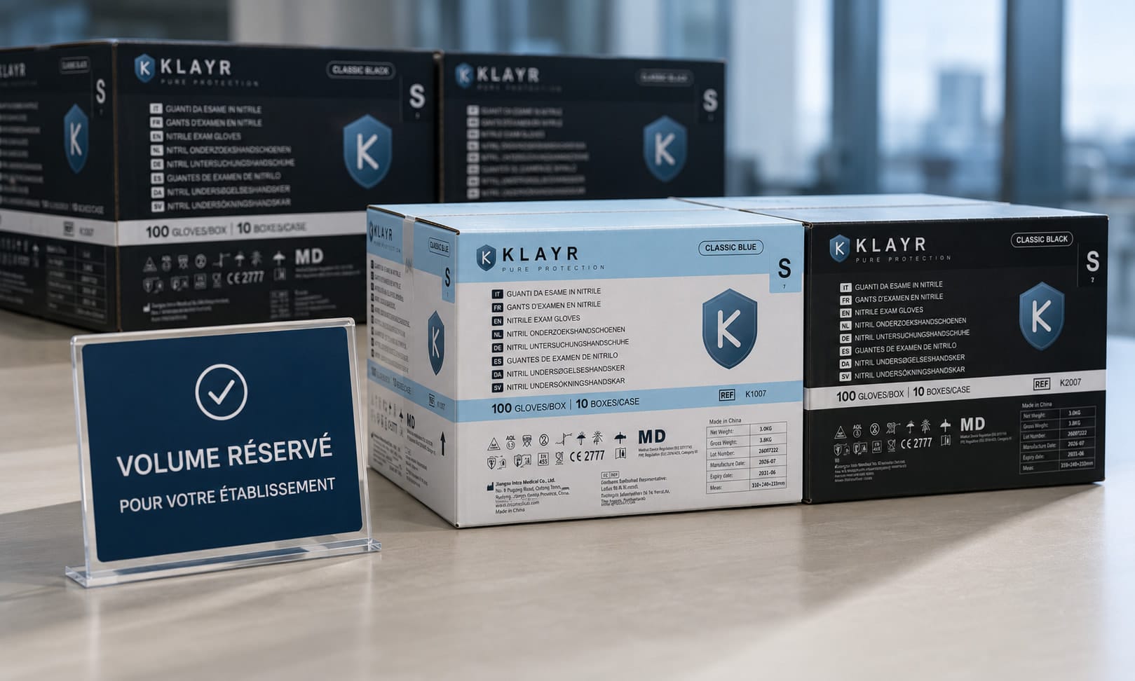 Volume de gants nitrile réservé dans le cadre d'une convention d'approvisionnement KLAYR